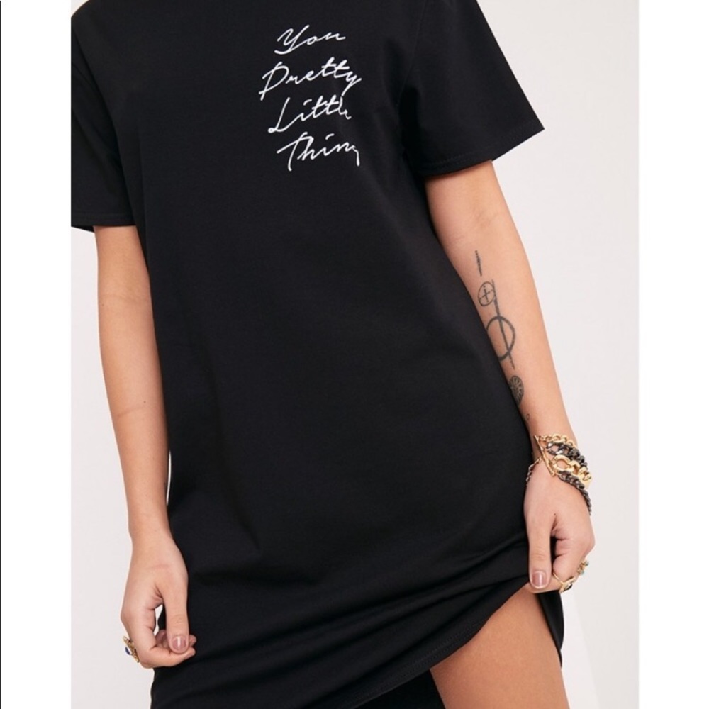 You Pretty Little Thing black t-shirt dress